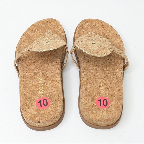 Jack Rogers Collins Cork Sandals, Tan/Gold, Women's 10 - Picture 4 of 6